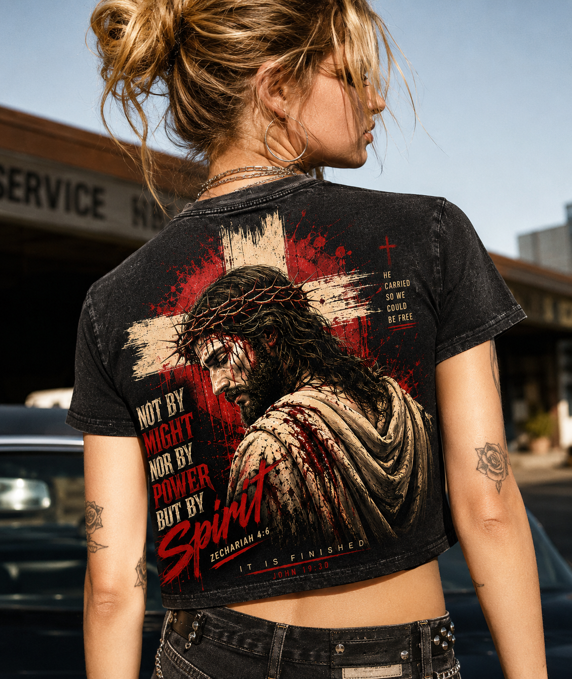 Jesus Spirit Vintage Crop Top – Faith Graphic Tee