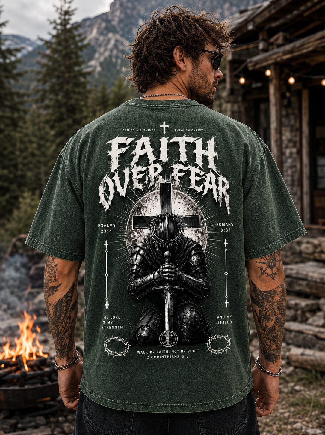 Faith Over Fear Warrior Graphic Oversized Tee