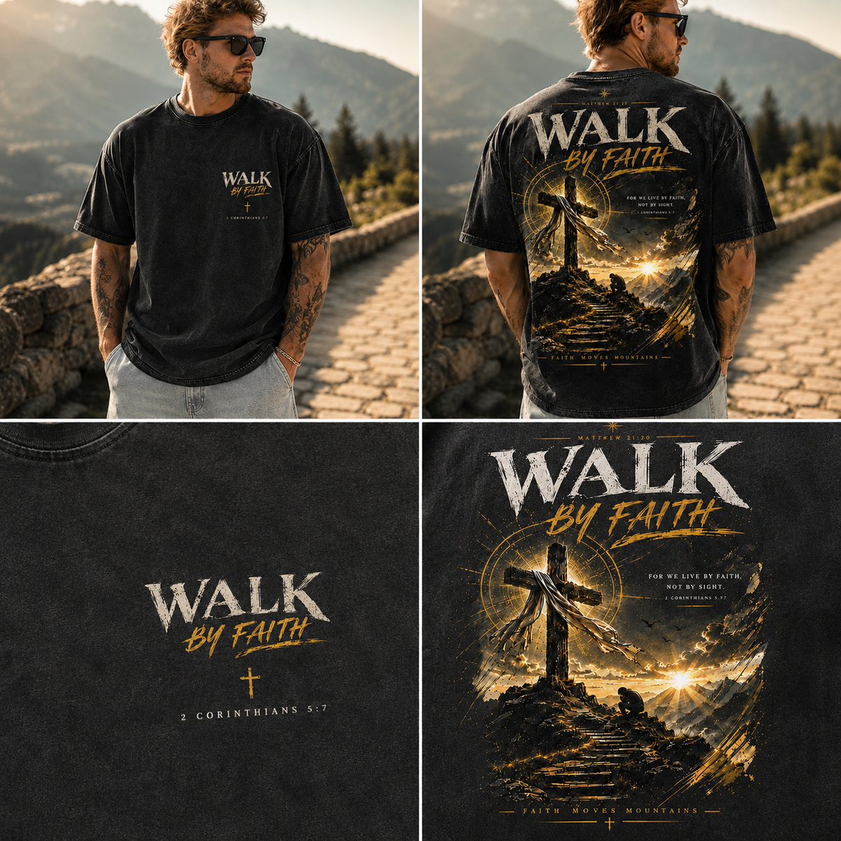 Walk by Faith Vintage Graphic T-Shirt – Premium Washed Tee