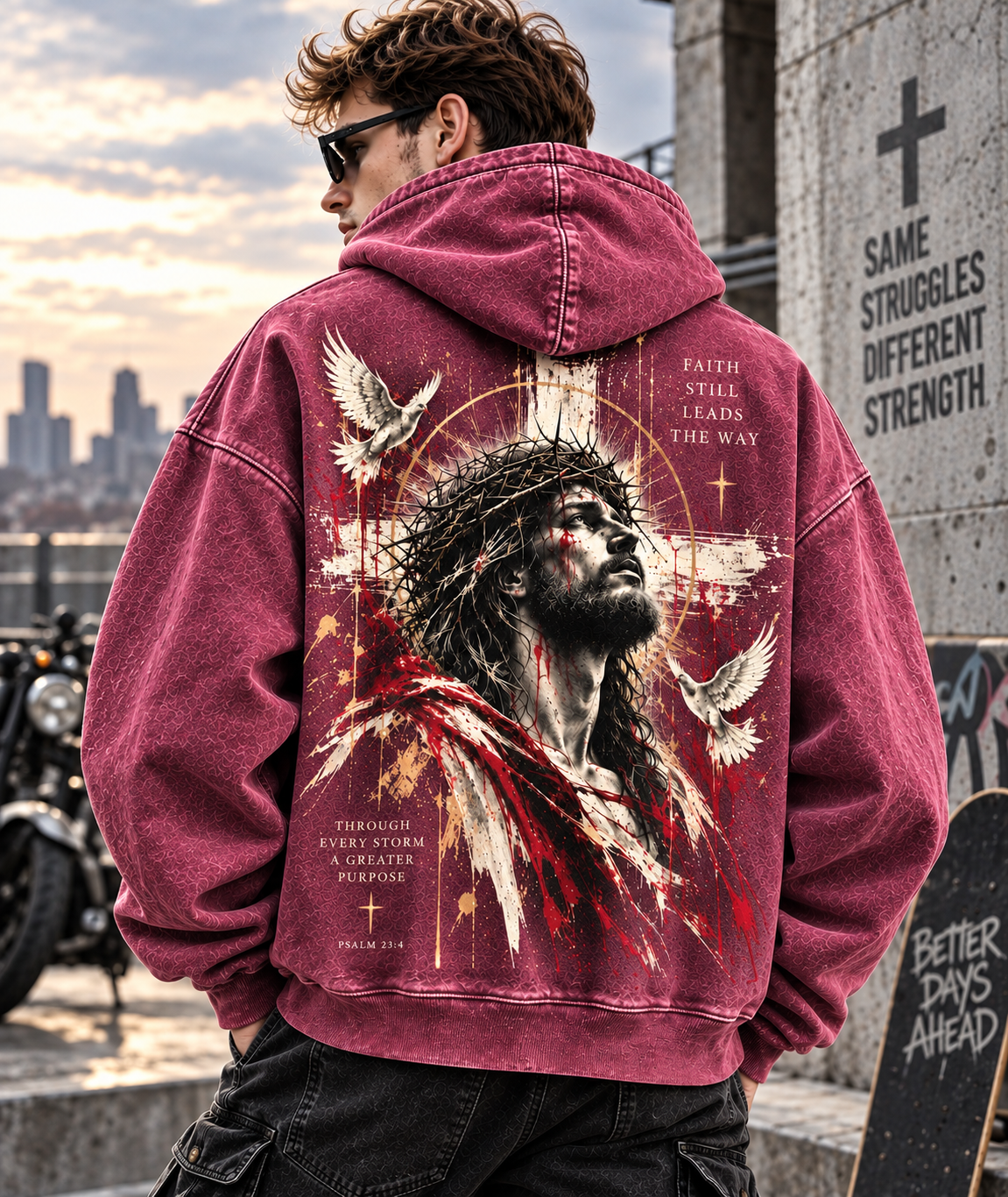 Faith Still Leads The Way – Vintage Christian Wash Hoodie