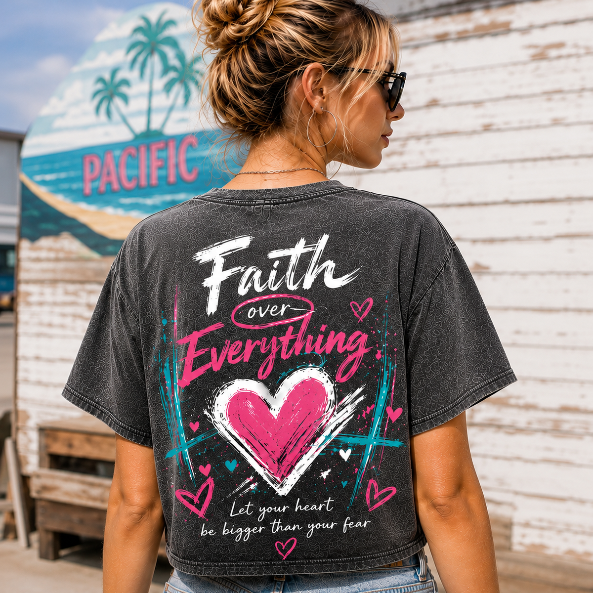 Faith Over Everything – Vintage Heart Crop Tee