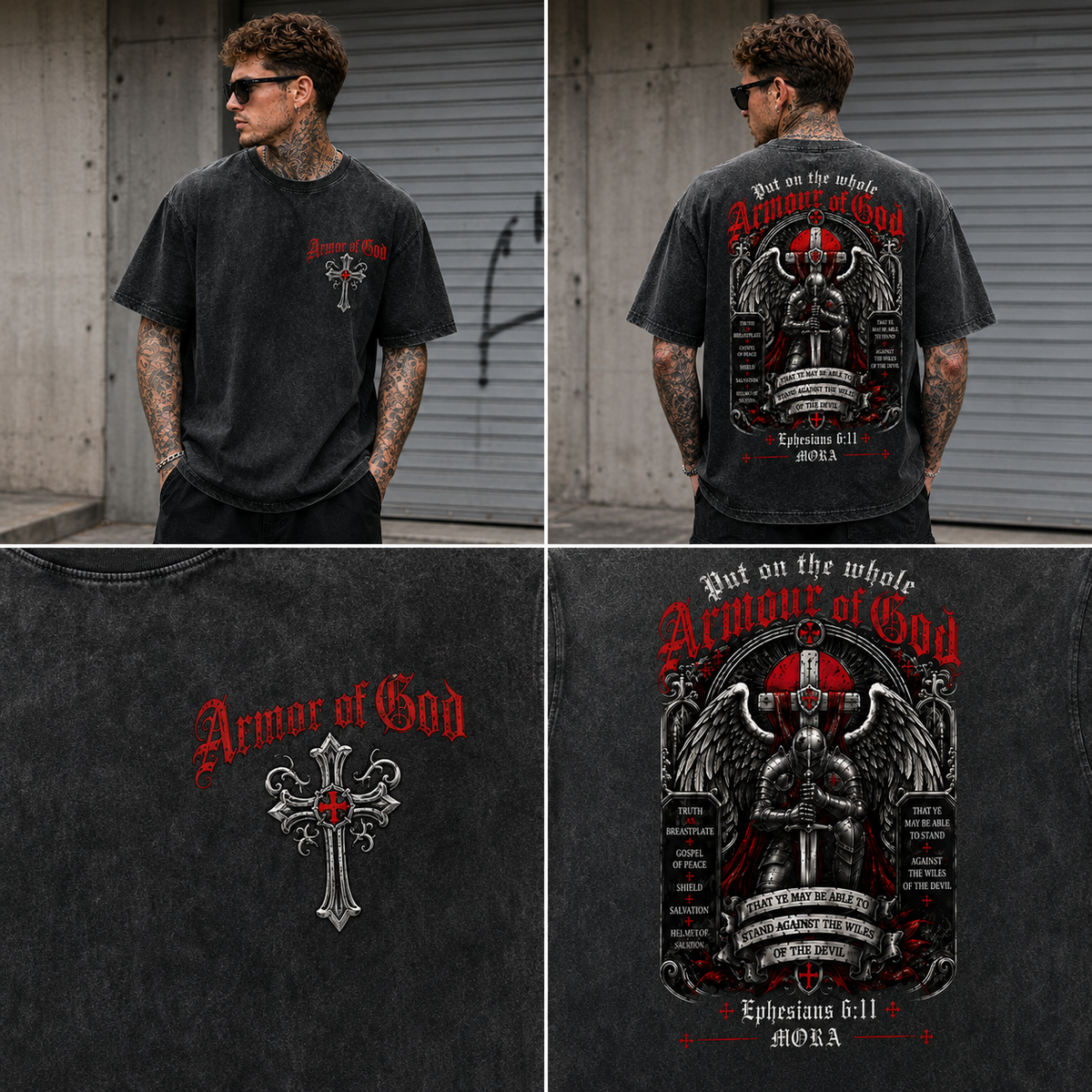 Armour of God Washed Black Tee