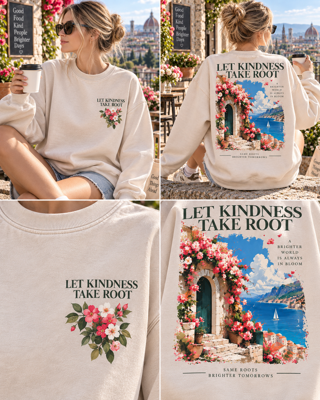 Let Kindness Take Root – Vintage Floral Sweatshirt