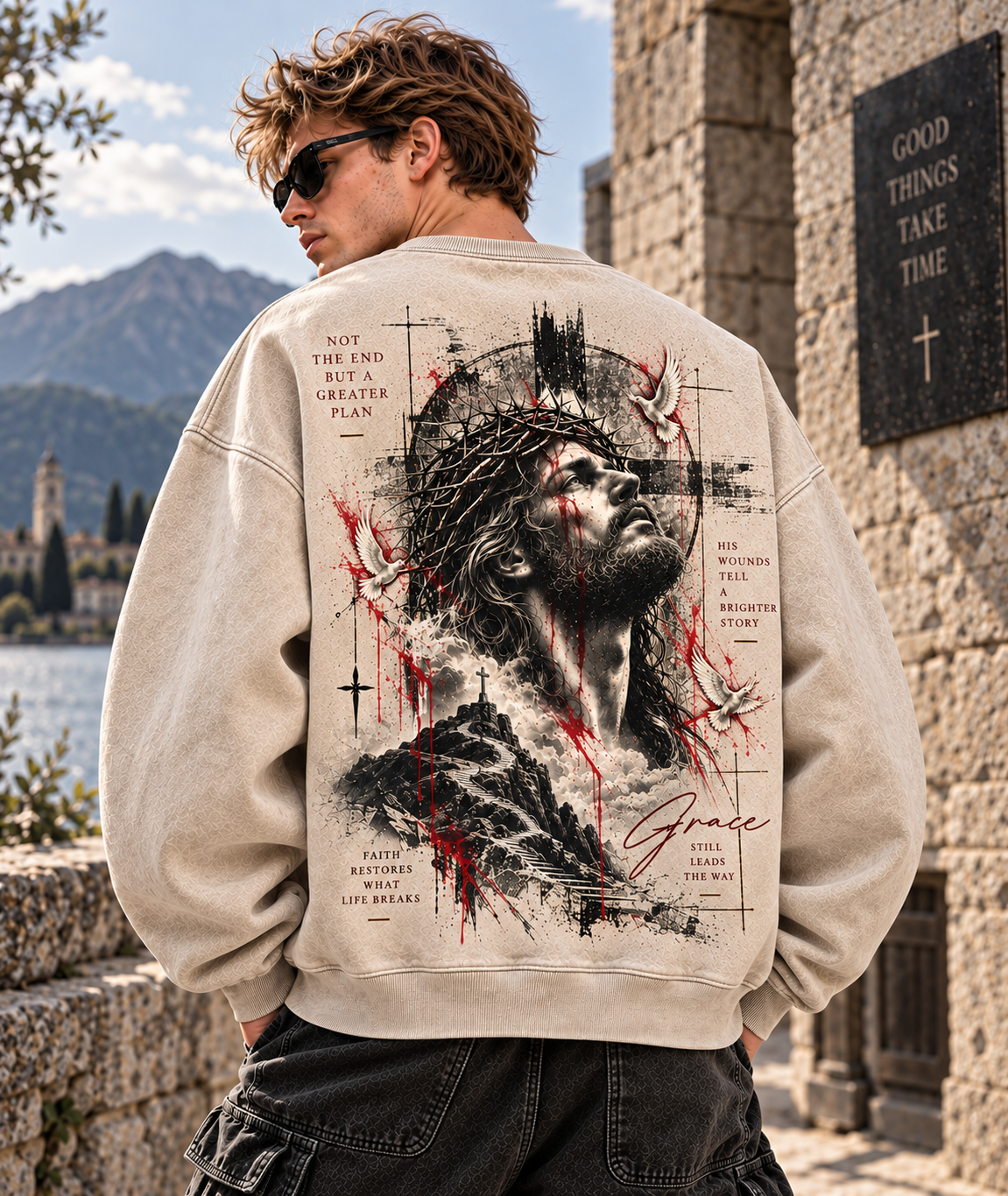 Grace Still Leads The Way – Vintage Faith Washed Sweatshirt