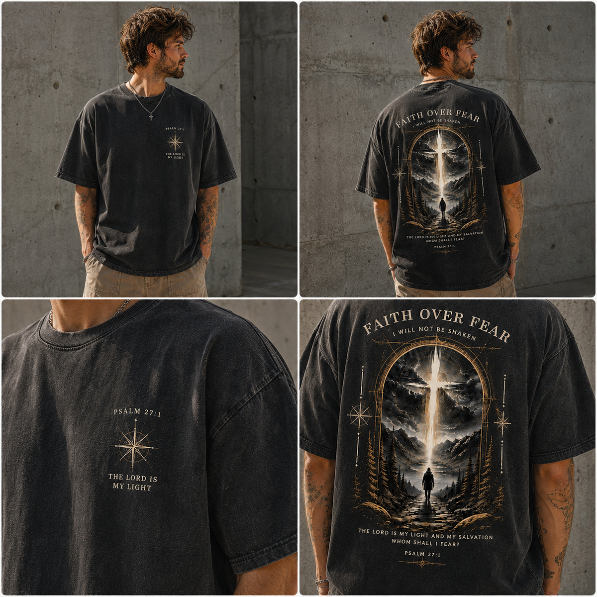 Faith Over Fear Vintage Graphic Tee – Premium Washed T-Shirt