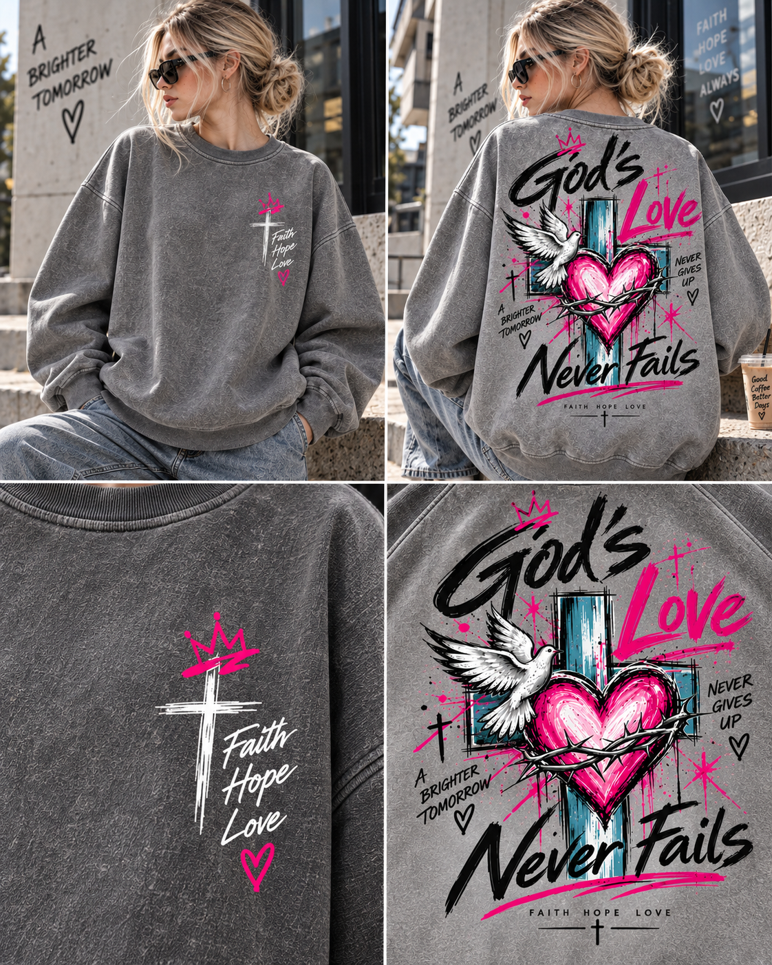 Faith Hope Love – Never Fails Vintage Sweatshirt