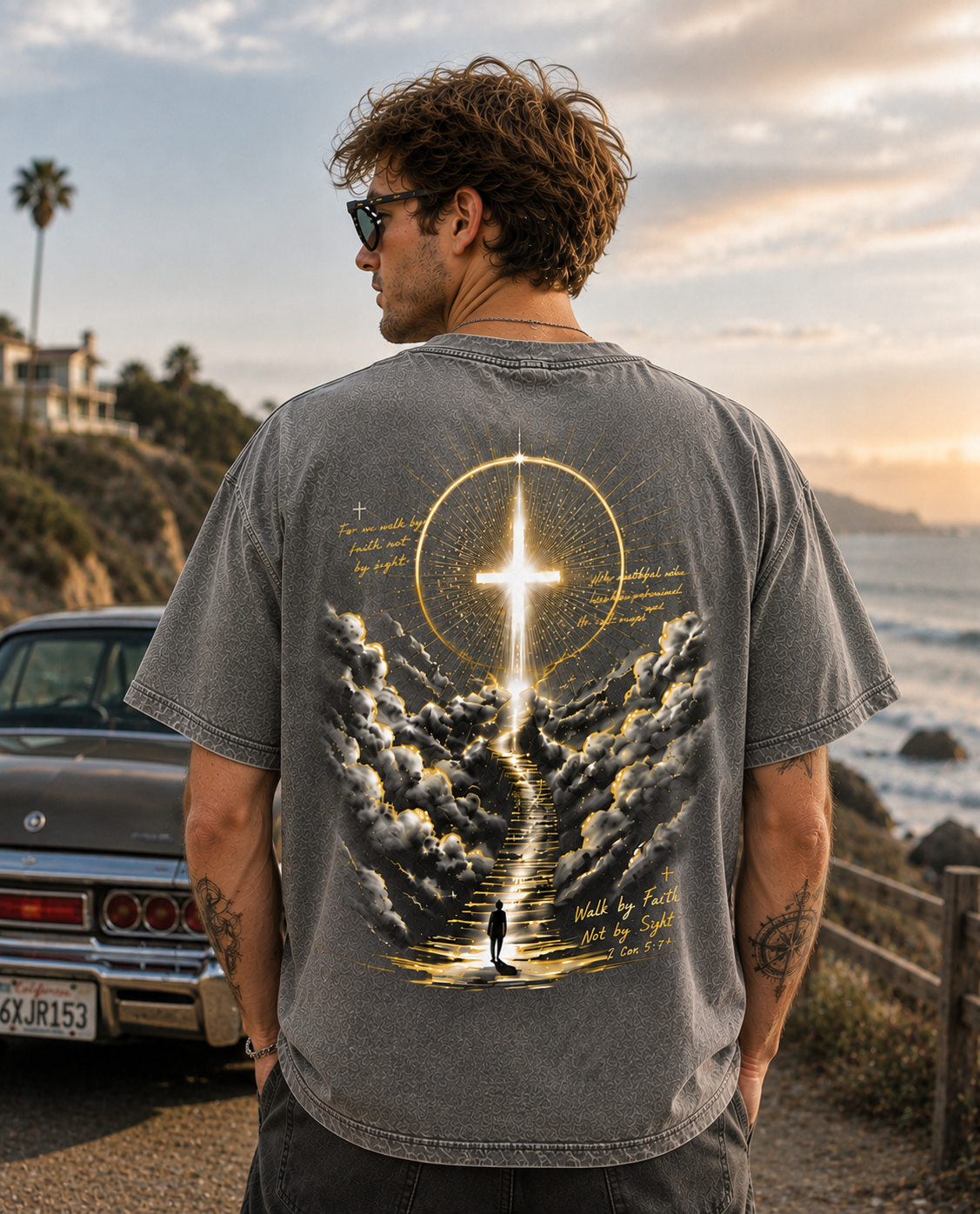 Walk by Faith Graphic Tee – Vintage Washed T-Shirt