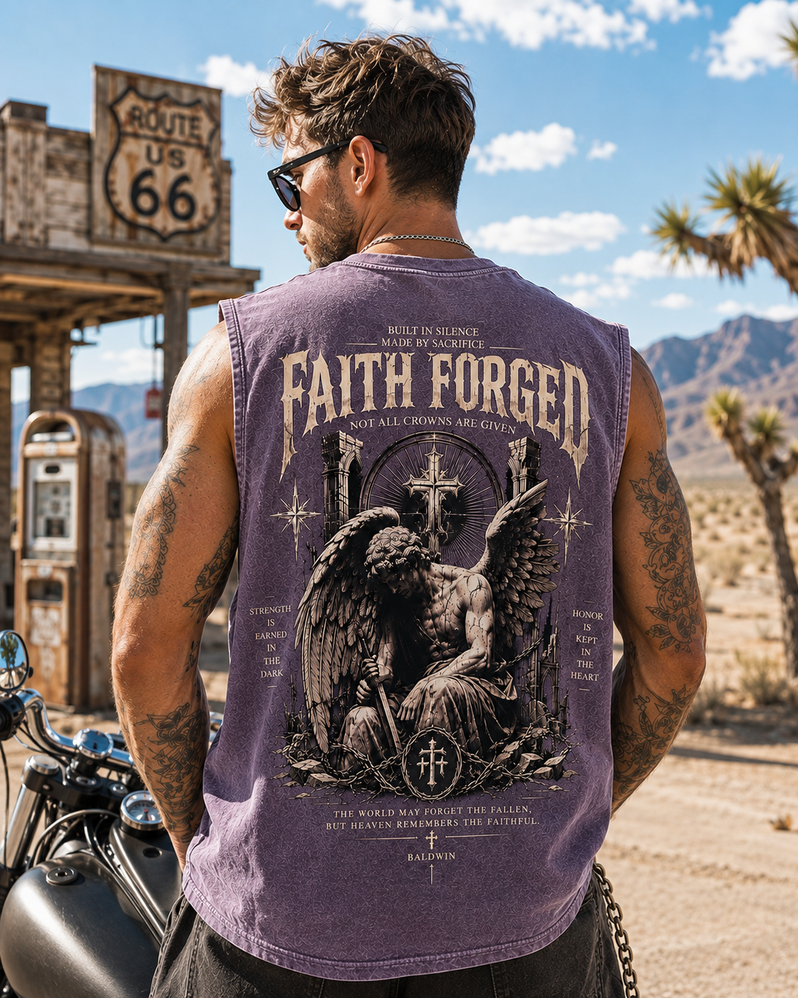 Faith Forged Washed Black Tank Top – Gothic Vintage Graphic