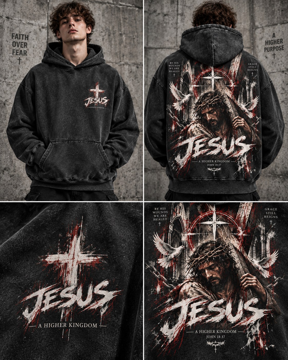 Jesus Higher Kingdom Vintage Hoodie