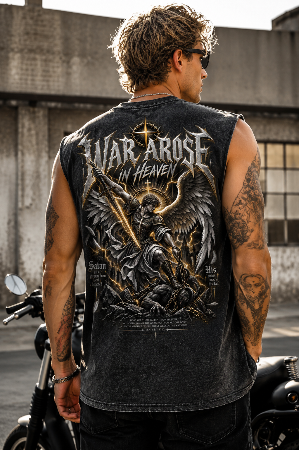 War Arise In Heaven – Vintage Angel Warrior Washed Tank Top