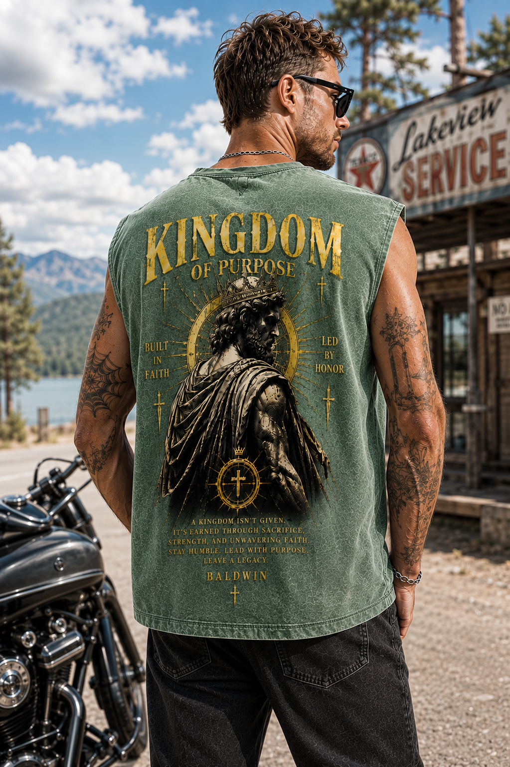 Washed Black Kingdom Muscle Tee