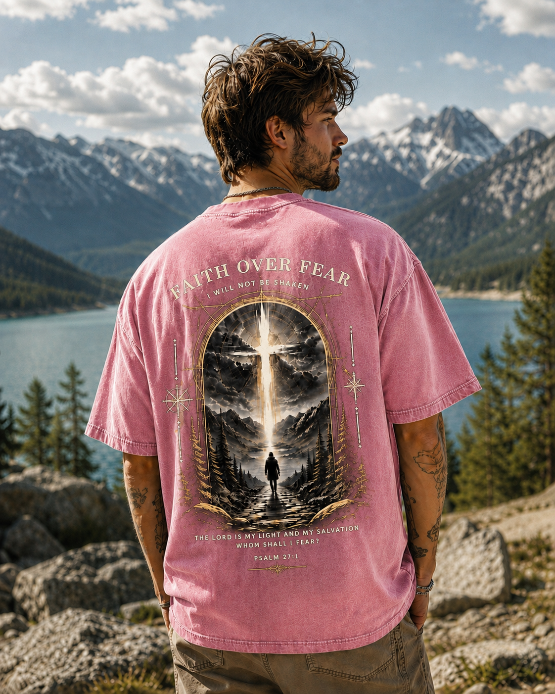 Faith Over Fear Vintage Graphic Tee – Premium Washed T-Shirt