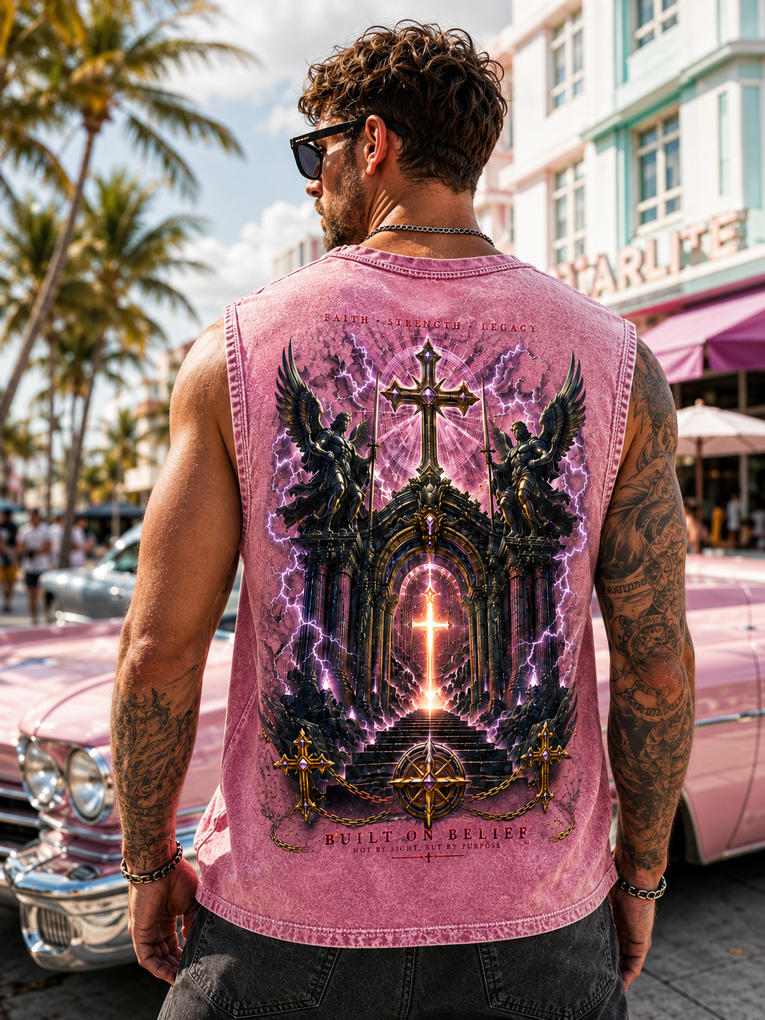 Faith Strength Legacy – Washed Blue Tank Top