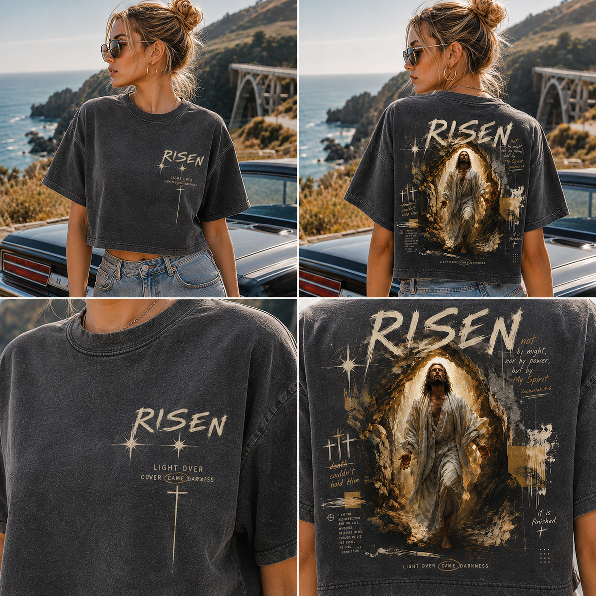 RISEN Faith Graphic Crop Top – Vintage Christian Streetwear