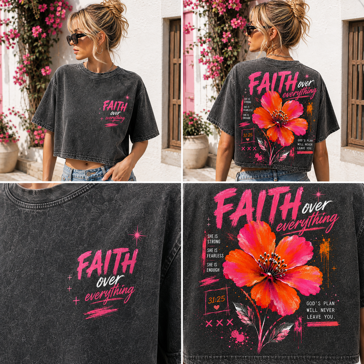 Faith Over Everything – Women’s Vintage Crop Tee