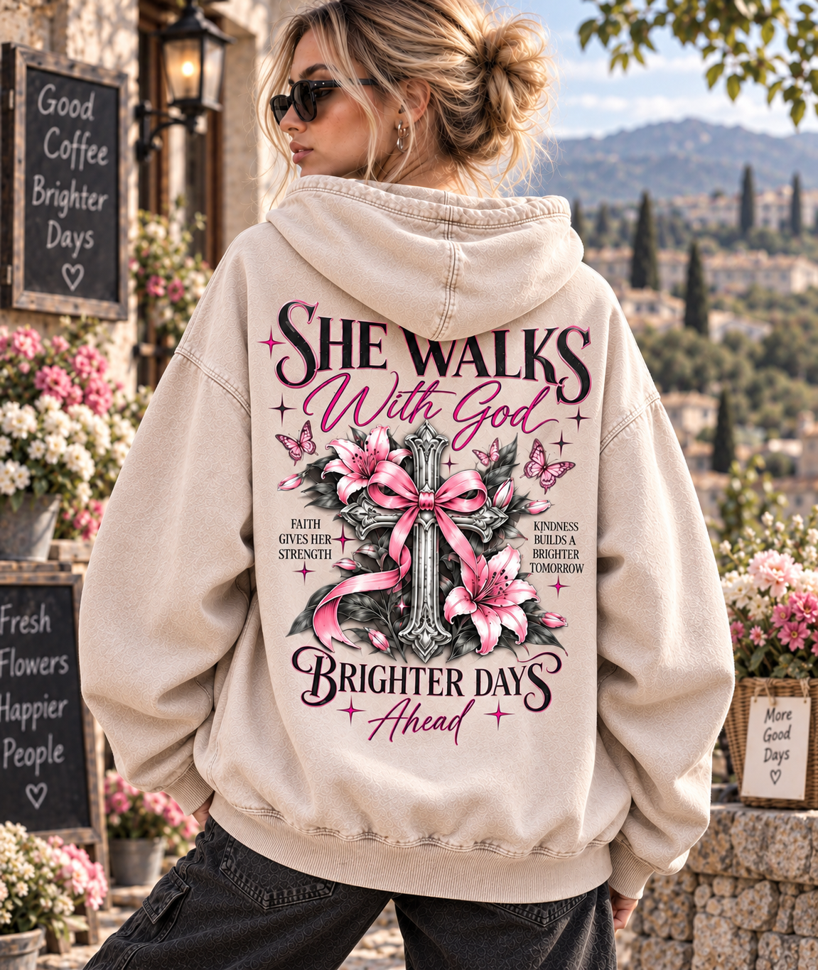 She Walks With God – Brighter Days Vintage Hoodie
