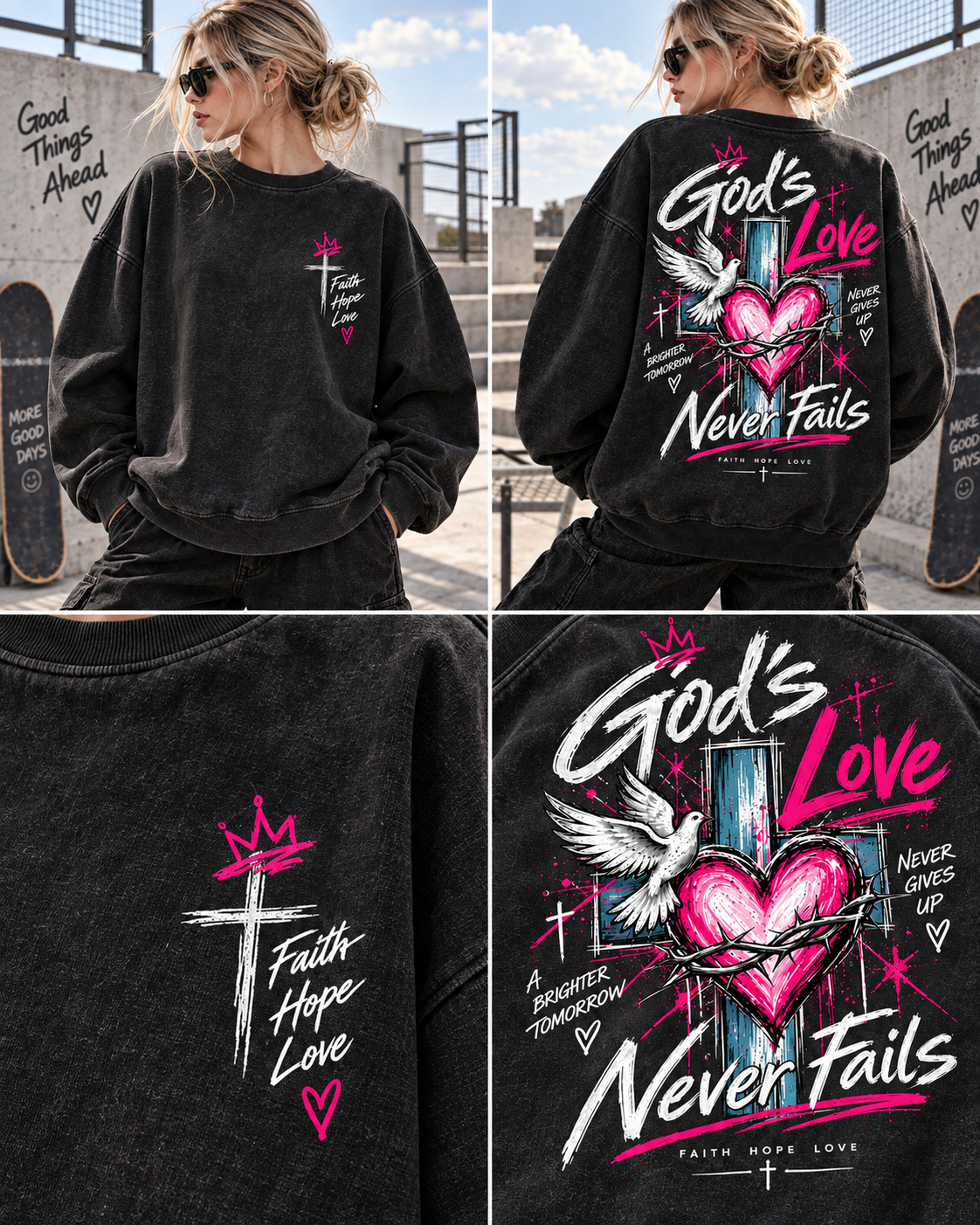 Faith Hope Love – Never Fails Vintage Sweatshirt
