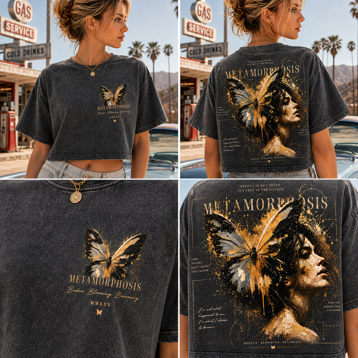 Metamorphosis Butterfly Vintage Crop Top
