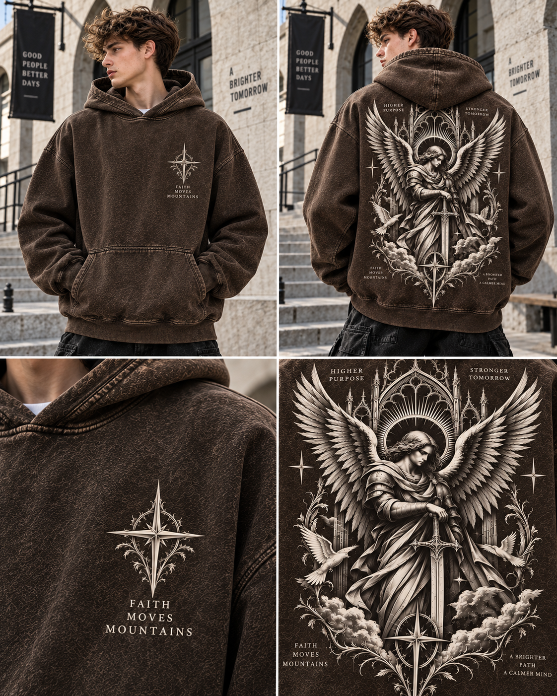 Faith Angel Vintage Hoodie – Faith Moves Mountains