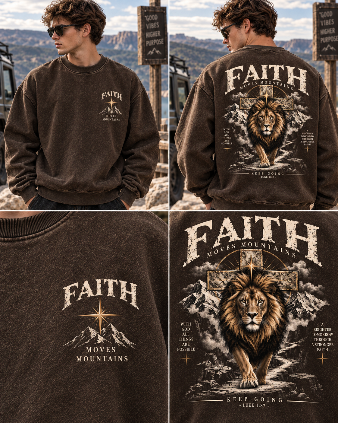 Faith Moves Mountains – Vintage Lion Sweatshirt