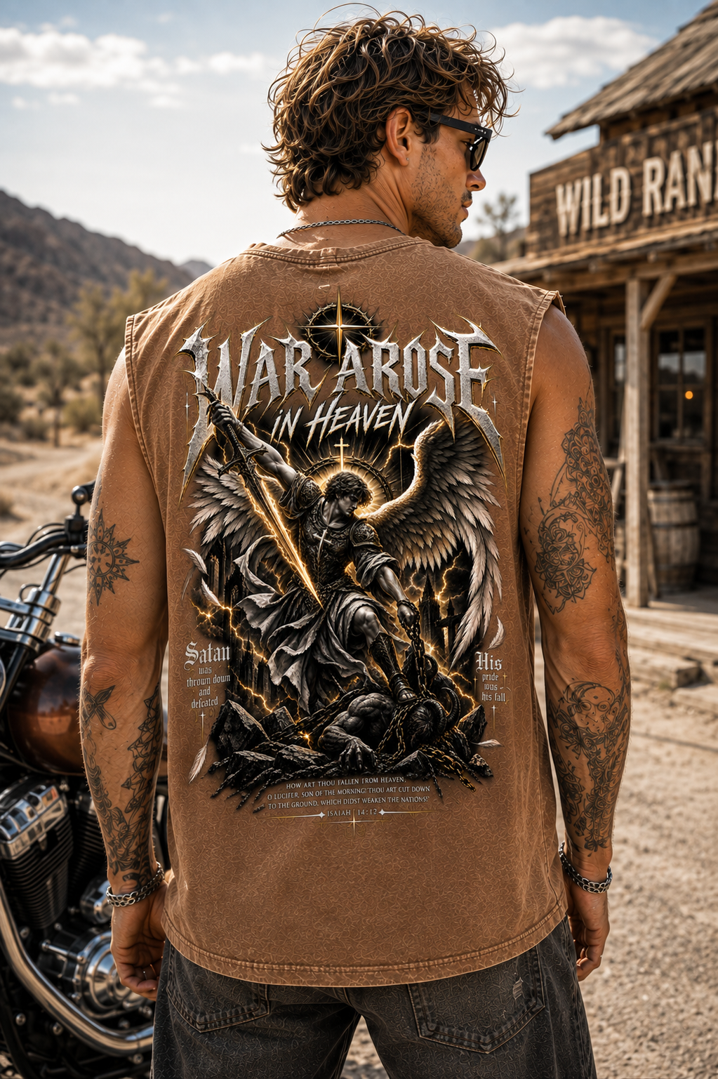 War Arise In Heaven – Vintage Angel Warrior Washed Tank Top