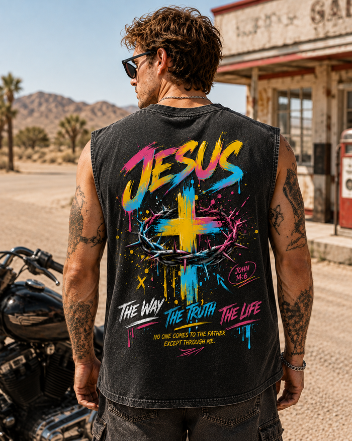 Jesus Faith Washed Black Muscle Tee