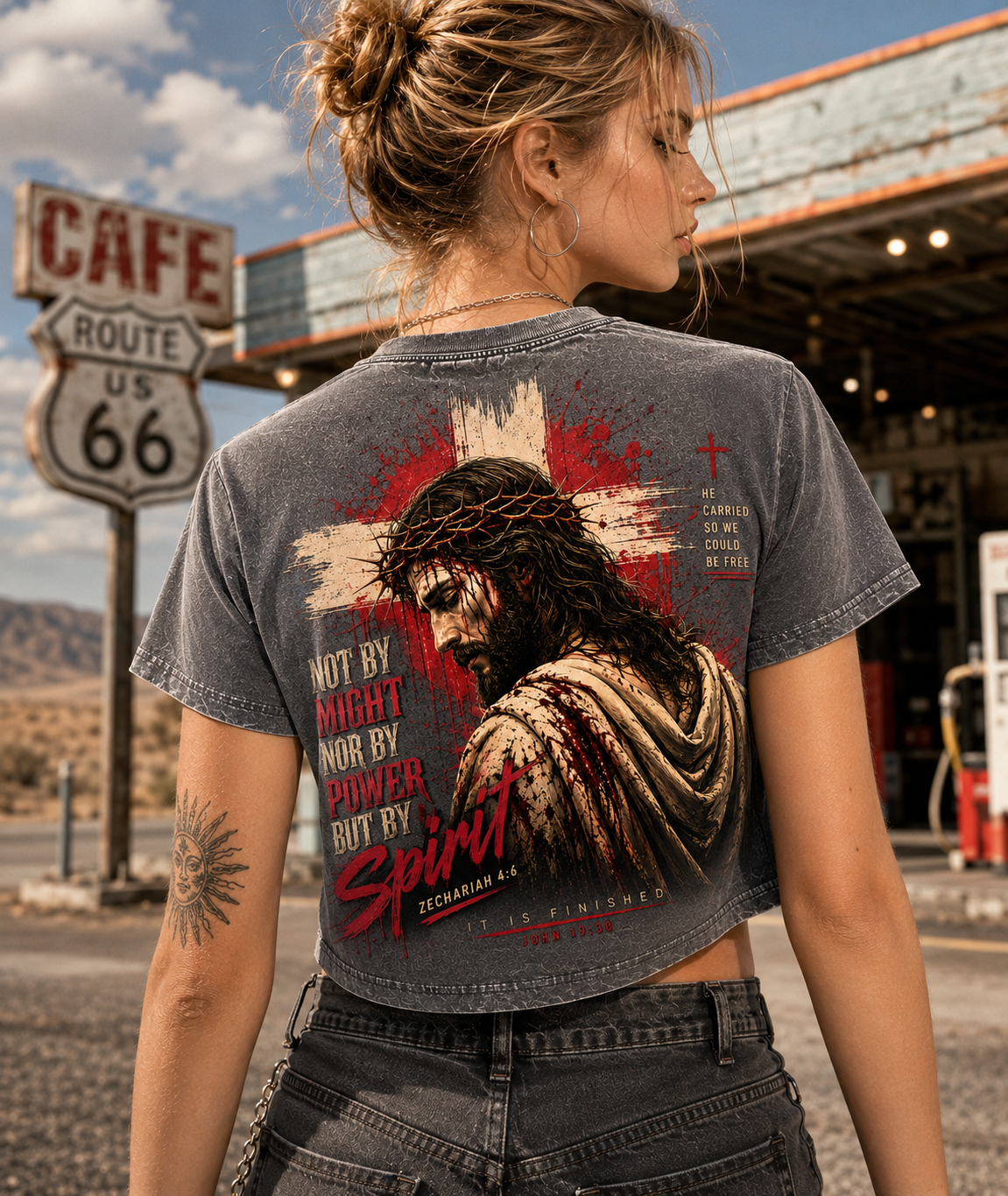 Jesus Spirit Vintage Crop Top – Faith Graphic Tee