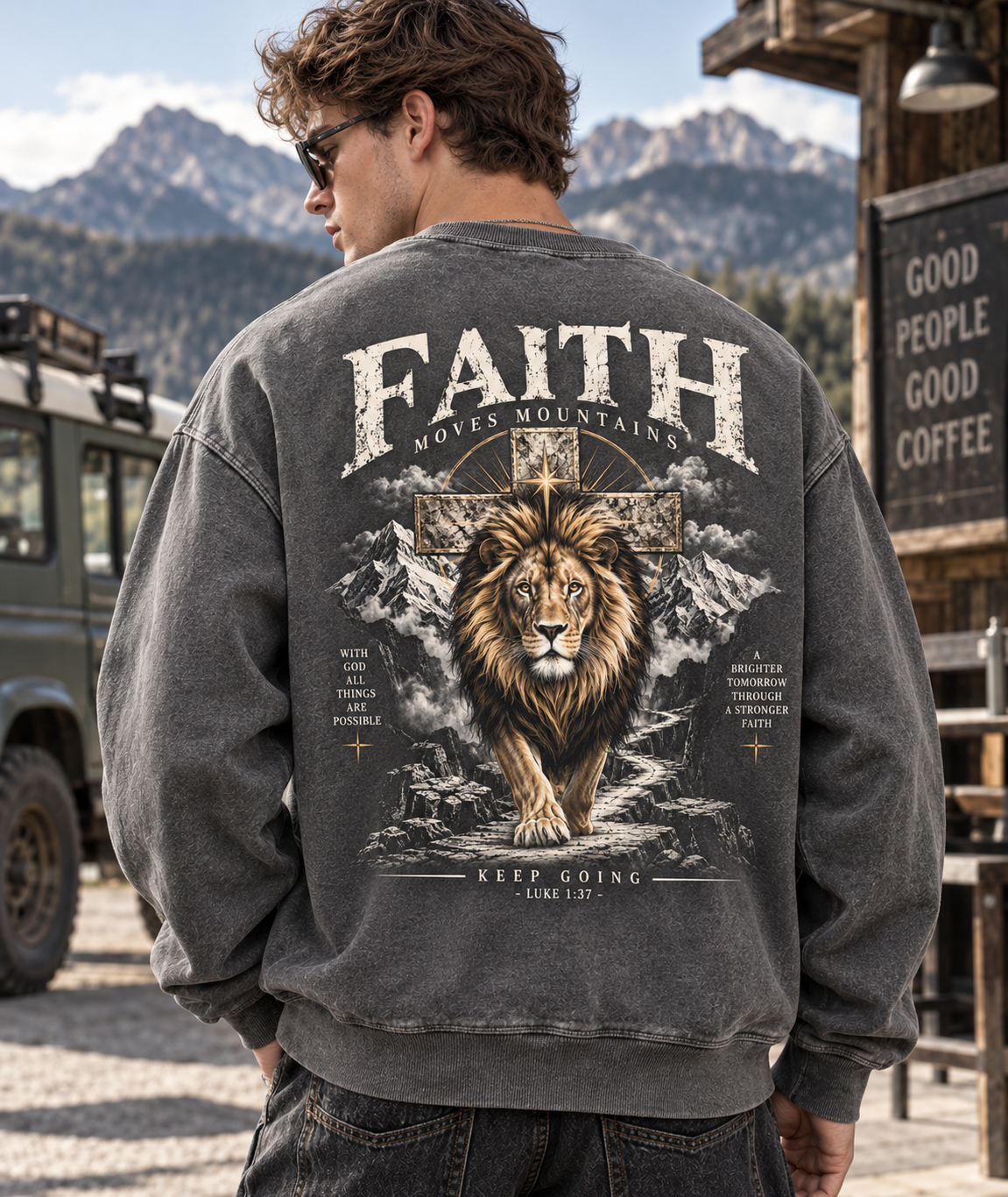 Faith Moves Mountains – Vintage Lion Sweatshirt