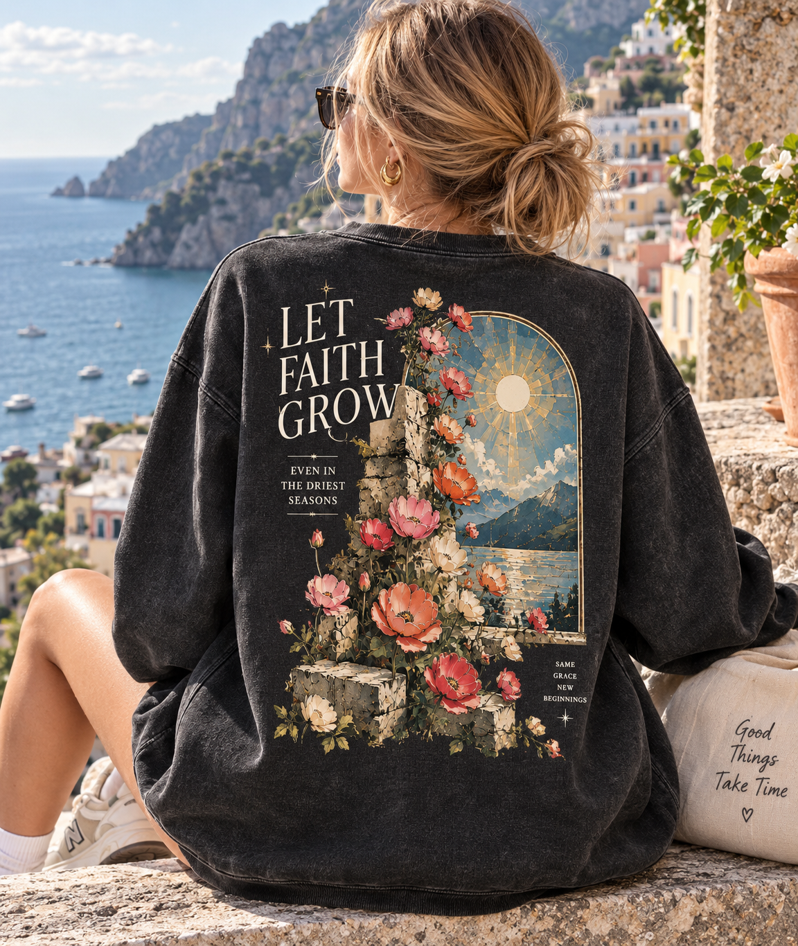 Let Faith Grow – Vintage Floral Sweatshirt