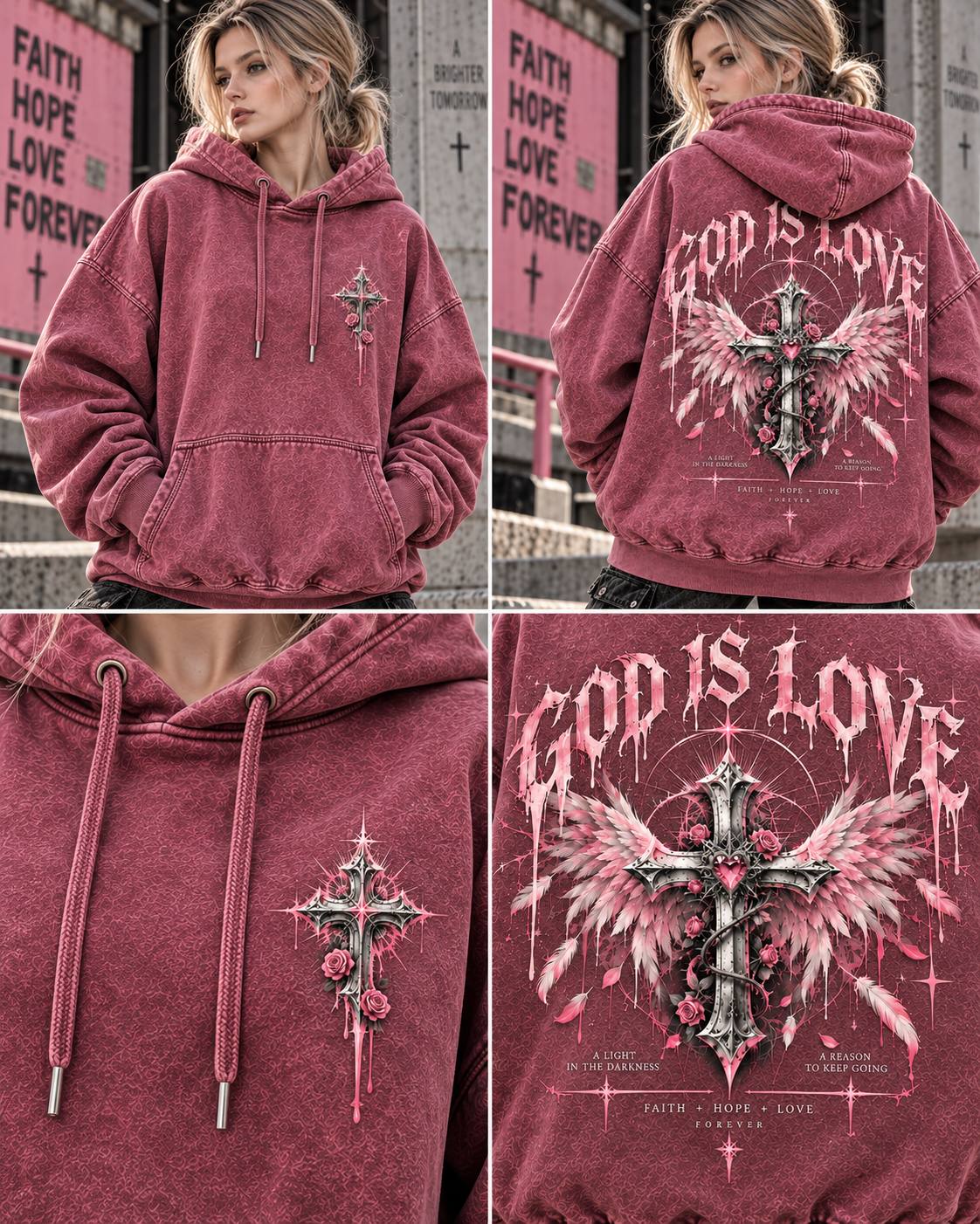 Gothic God Is Love Oversized Hoodie