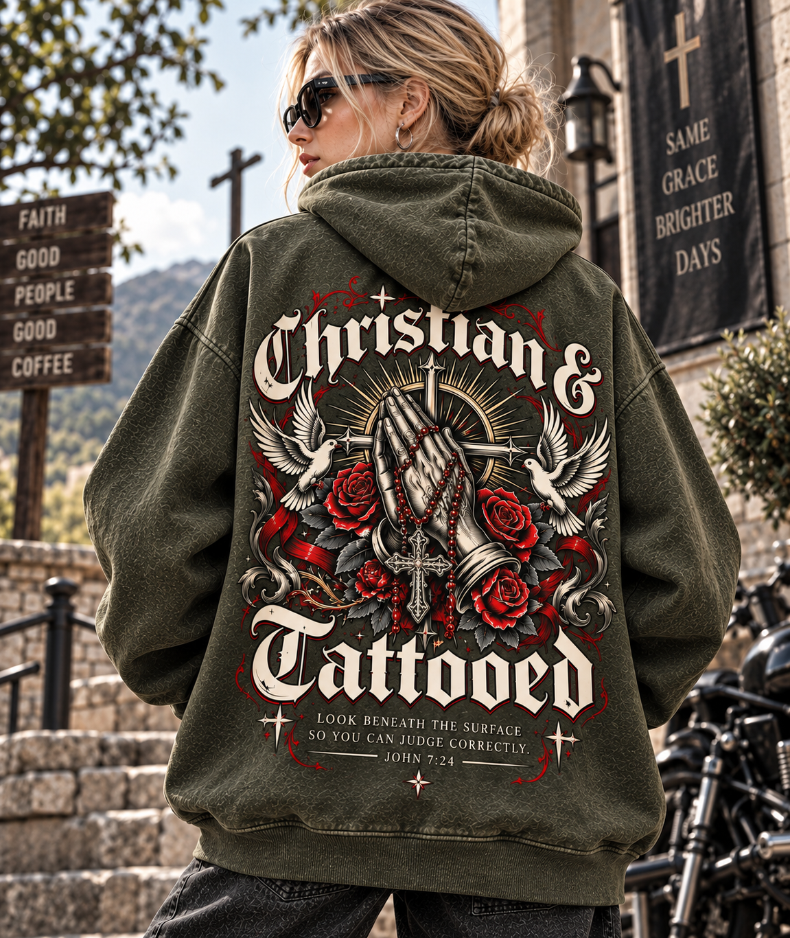 Christian & Tattooed Vintage Hoodie – Gothic Faith