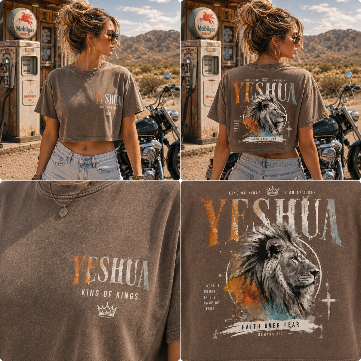 YESHUA Lion of Judah Crop Top – Vintage Faith Tee