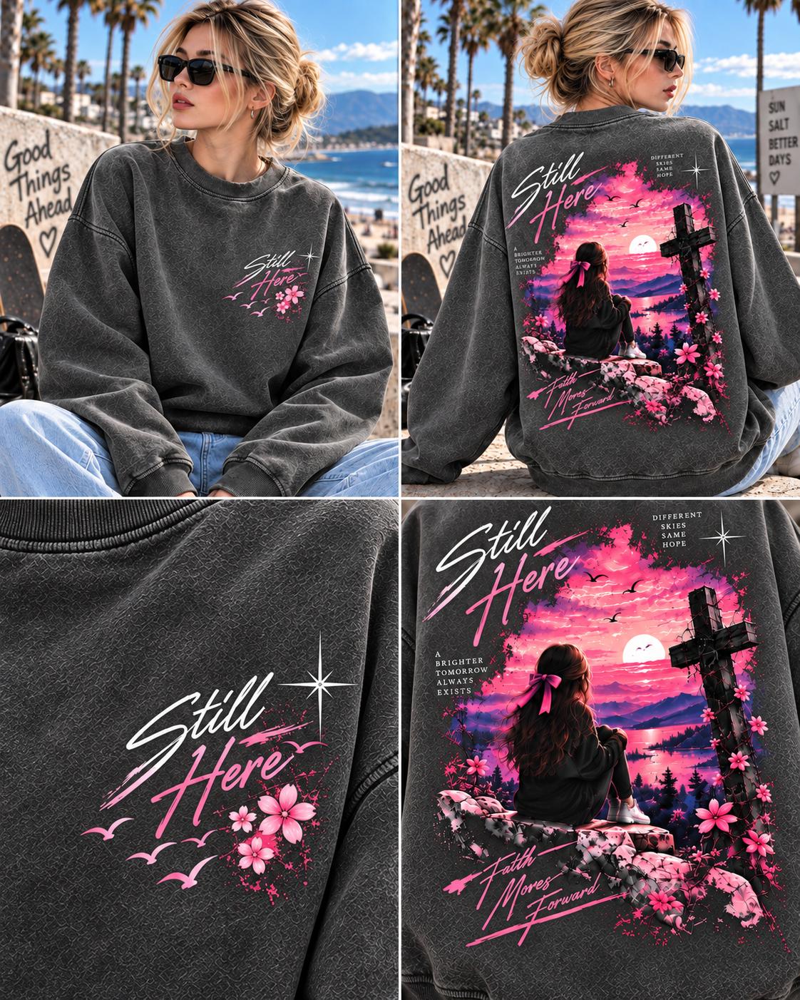 Still Here – Vintage Sunset Graphic Sweatshirt