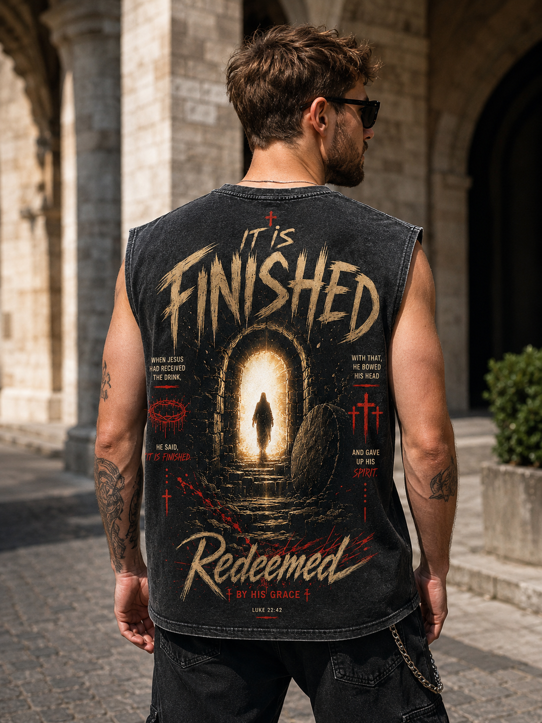 Redeemed by His Grace – Vintage Washed Black Tee