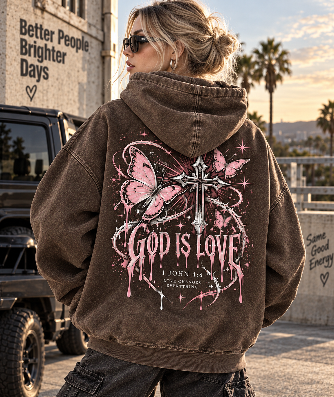 God Is Love Vintage Hoodie – Butterfly Cross