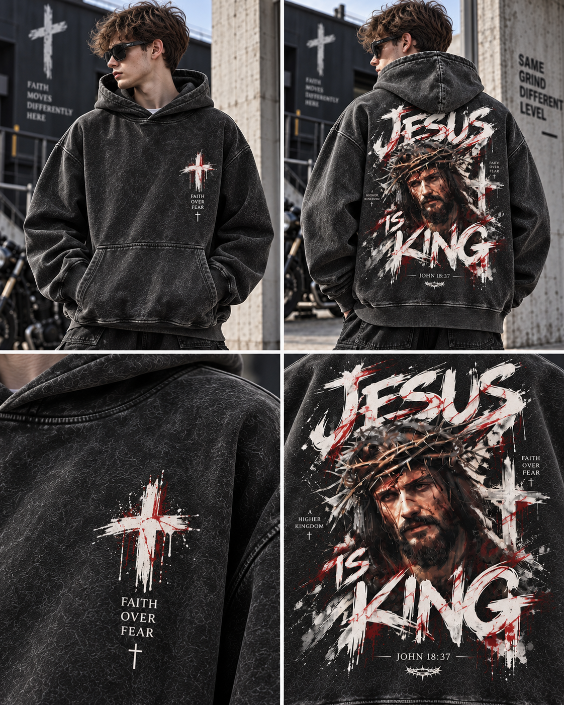 Jesus Is King – Faith Over Fear Washed Hoodie