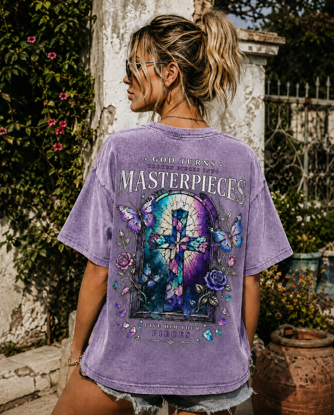 Vintage Stained Glass Cross T-Shirt