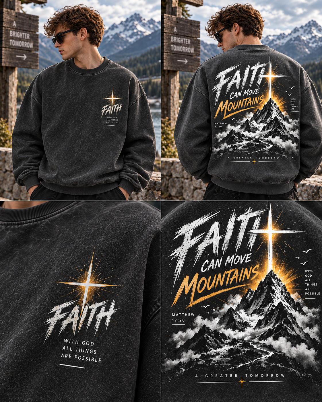 Faith Can Move Mountains – Vintage Mountain Sweatshirt