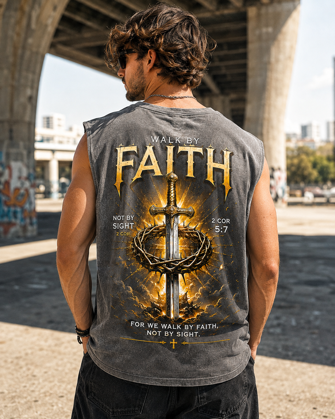 Walk By Faith – Vintage Cross Graphic Tank