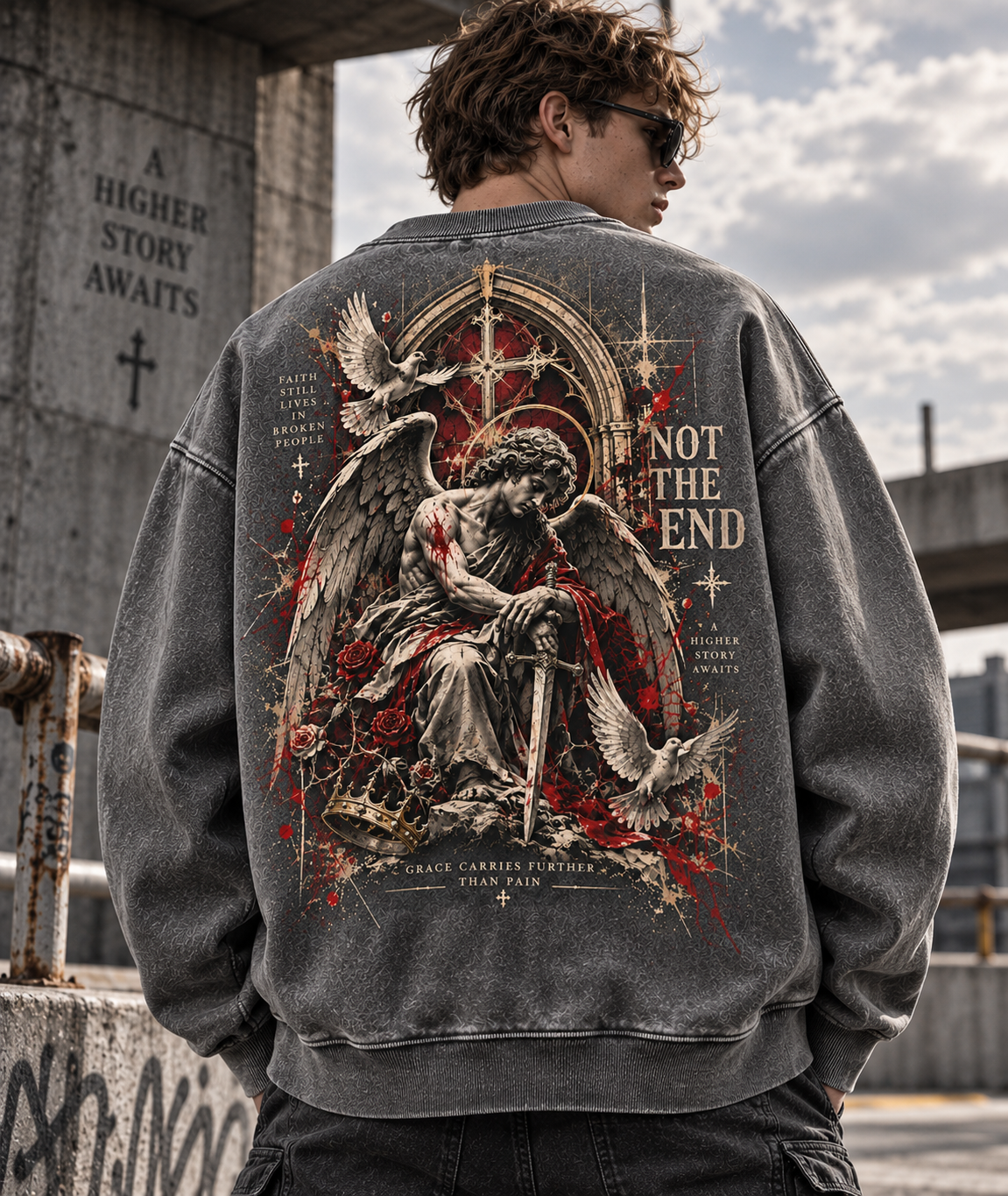 Not The End – Gothic Angel Vintage Sweatshirt