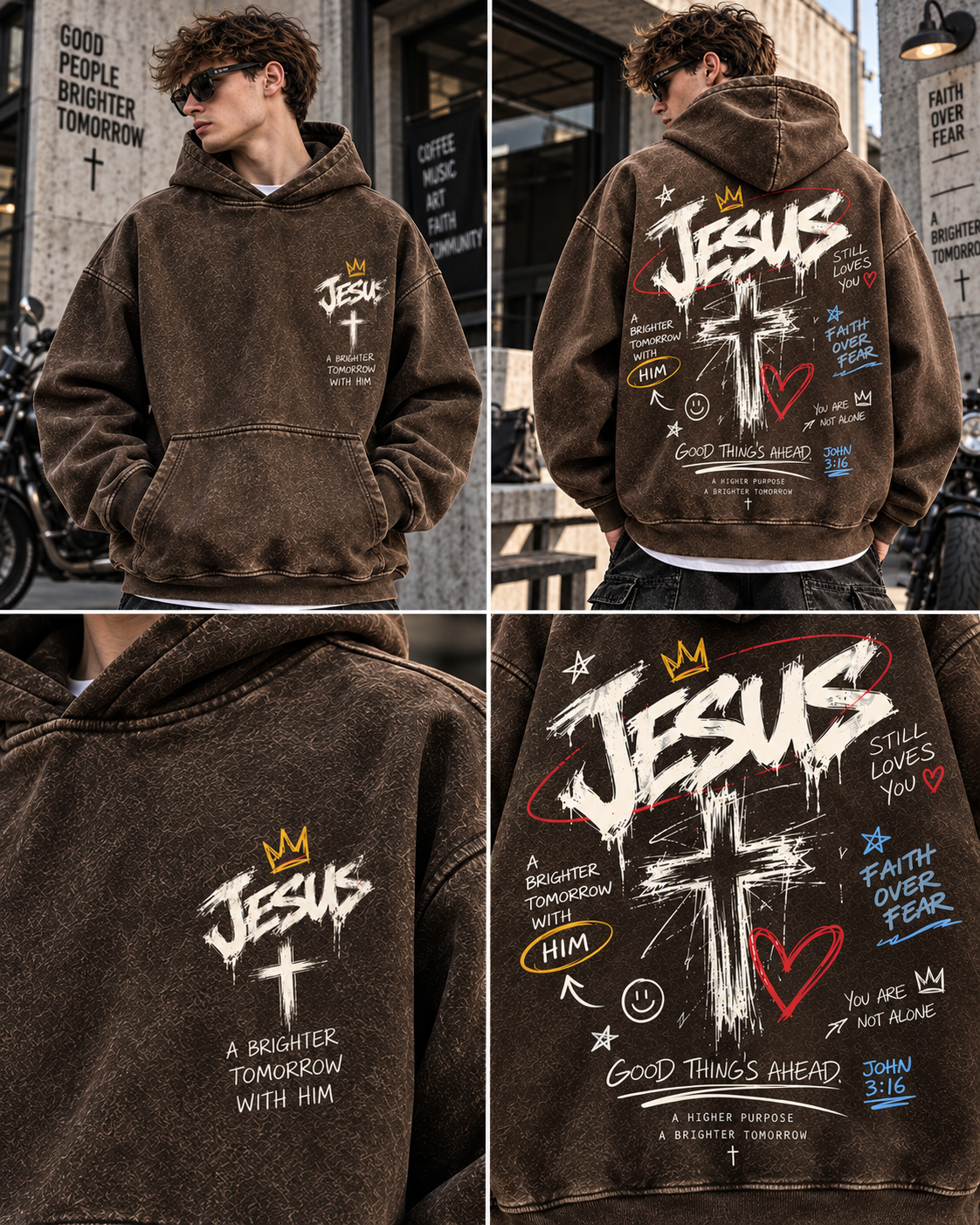 JESUS Faith Over Fear – Vintage Wash Hoodie
