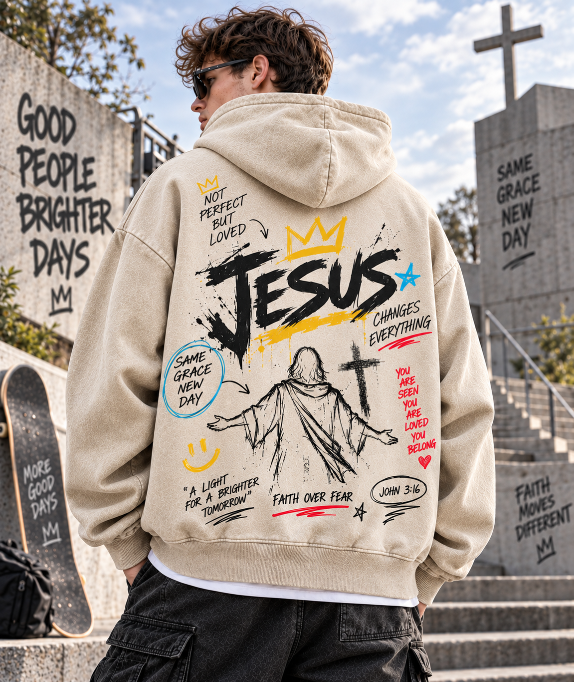 Faith Over Fear – Vintage Jesus Hoodie