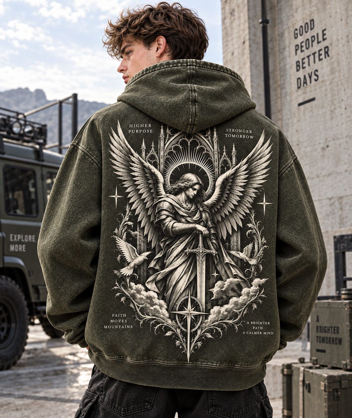 Faith Angel Vintage Hoodie – Faith Moves Mountains