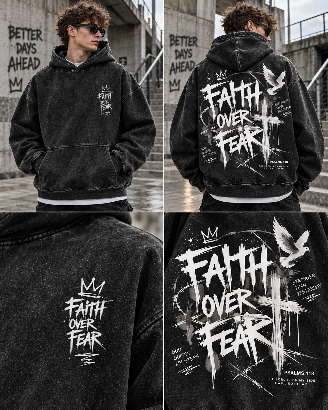 Faith Over Fear – Vintage Washed Hoodie