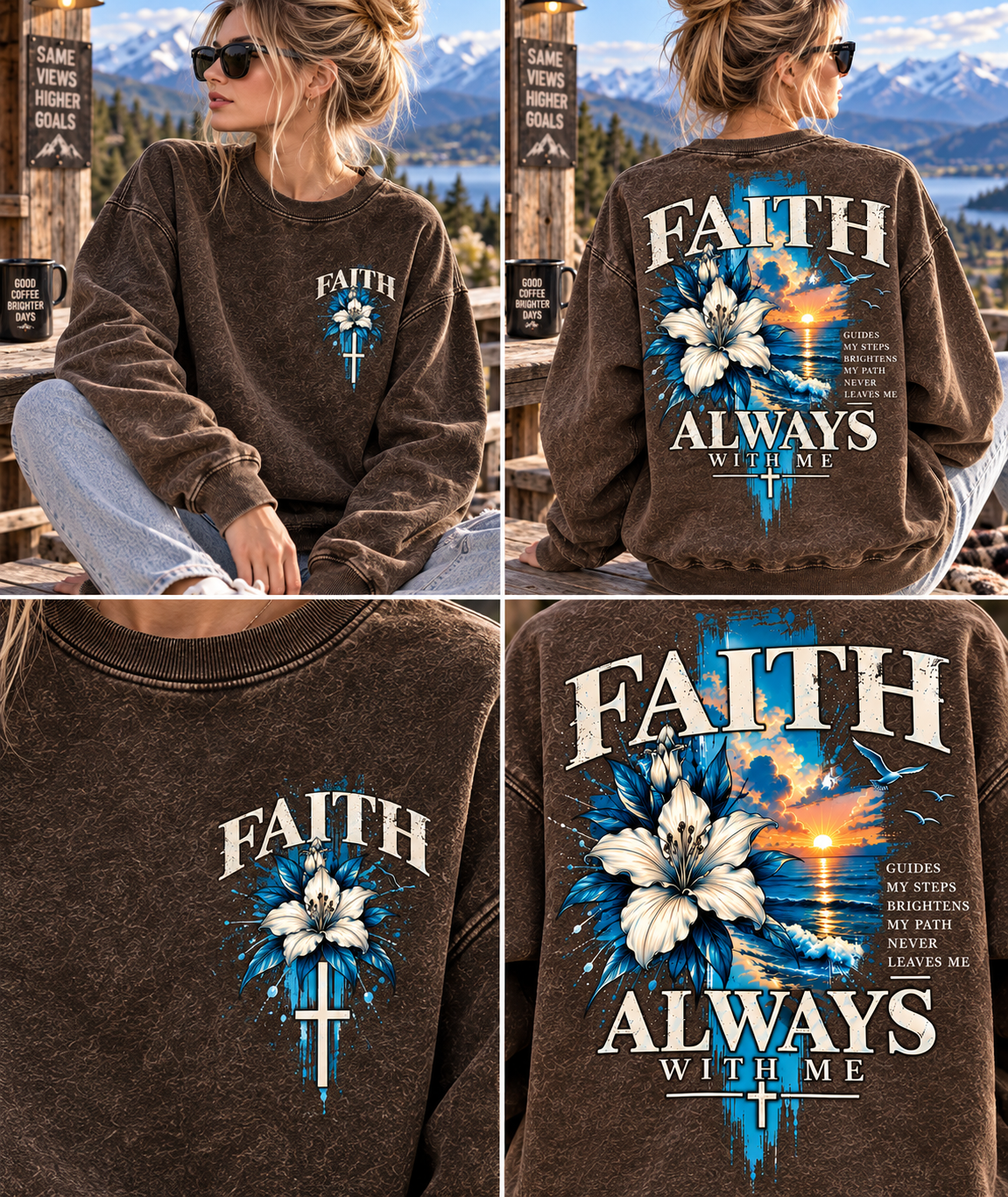Faith Always With Me – Vintage Floral Sweatshirt