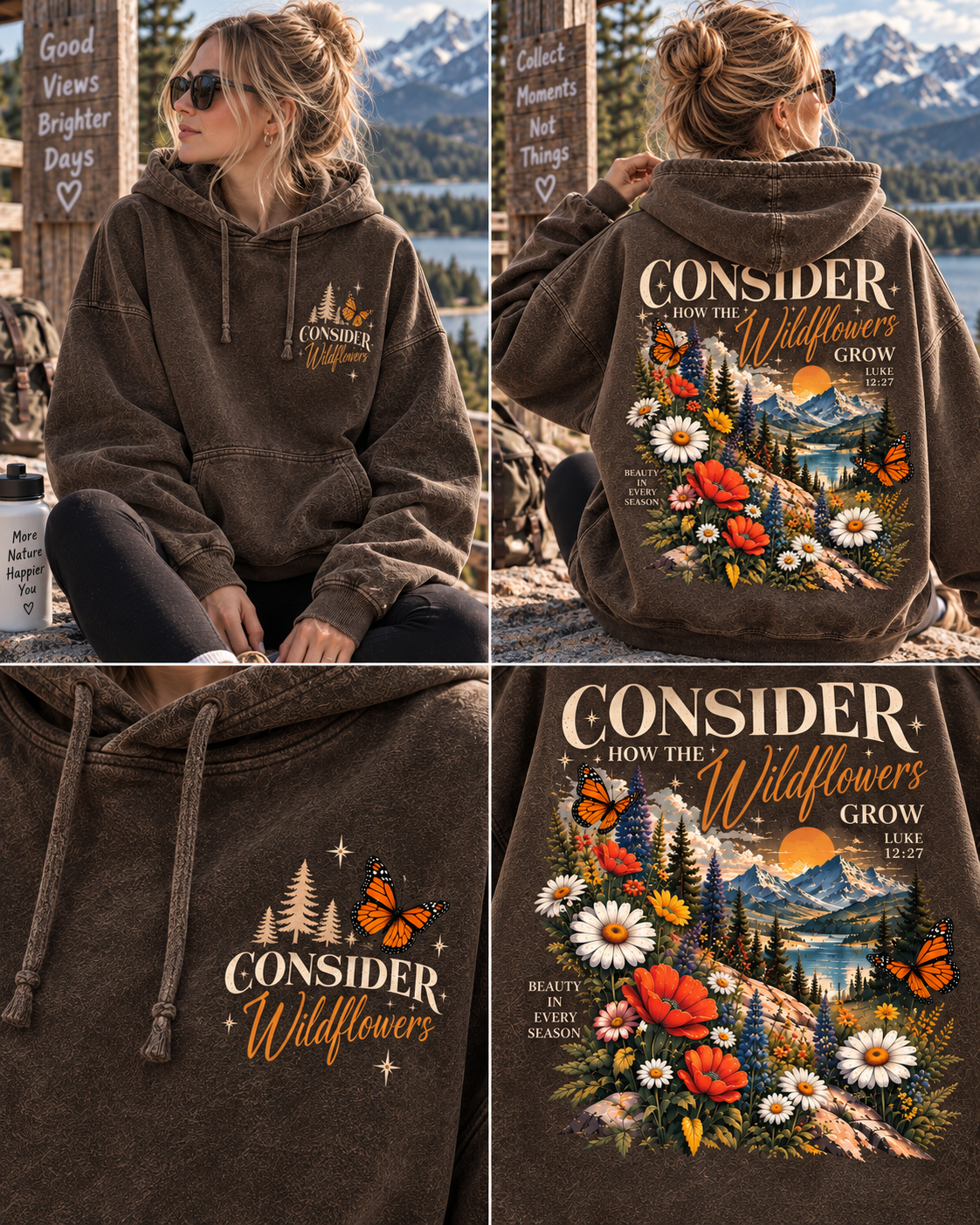 Consider Wildflowers Vintage Hoodie – Mountain & Floral