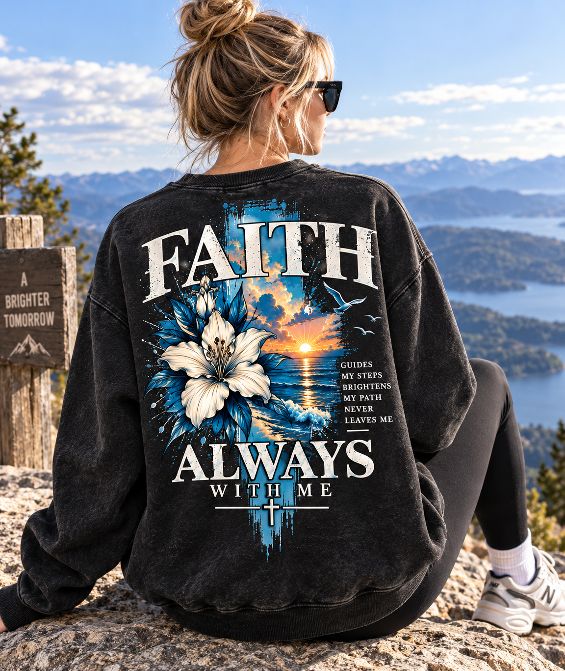Faith Always With Me – Vintage Floral Sweatshirt