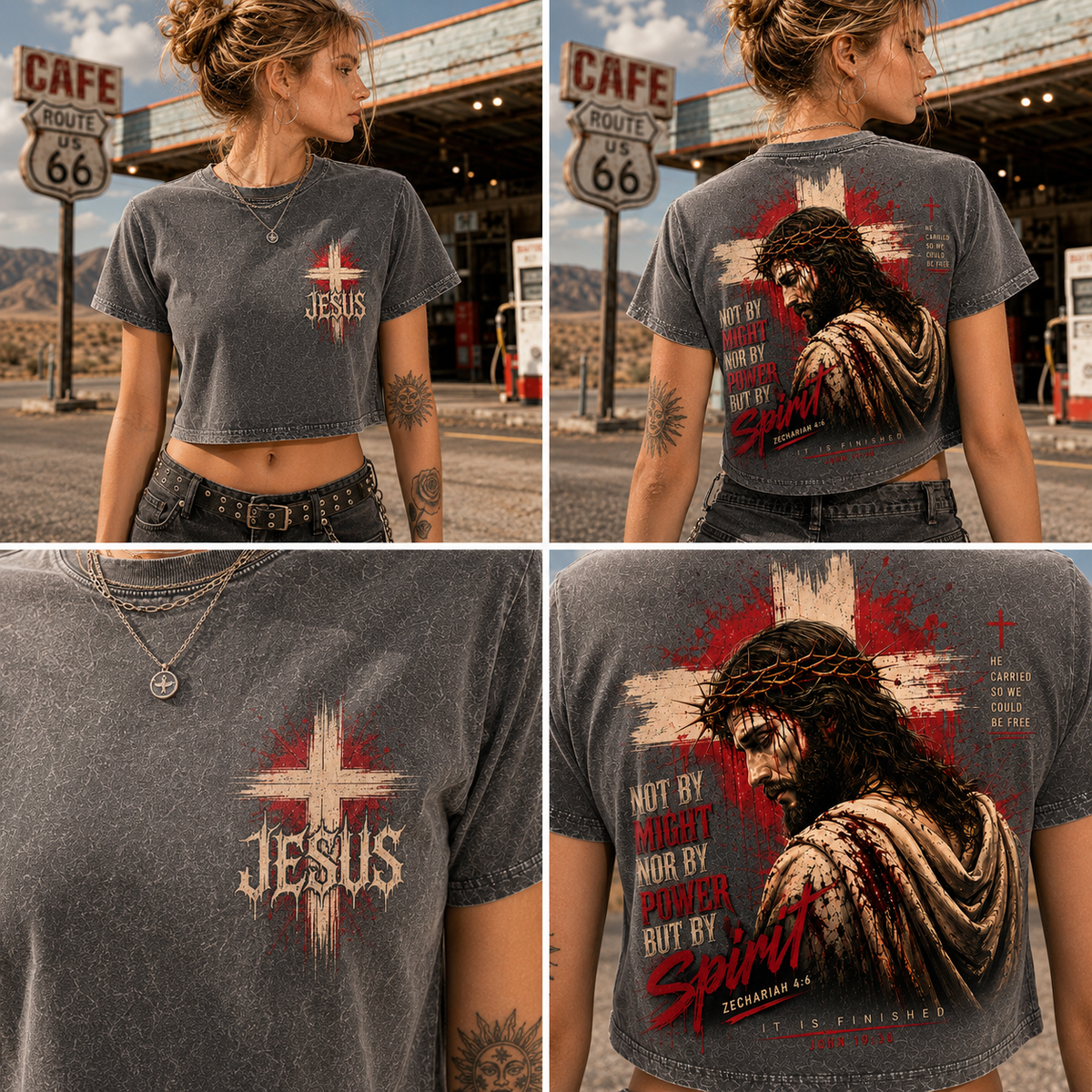 Jesus Spirit Vintage Crop Top – Faith Graphic Tee