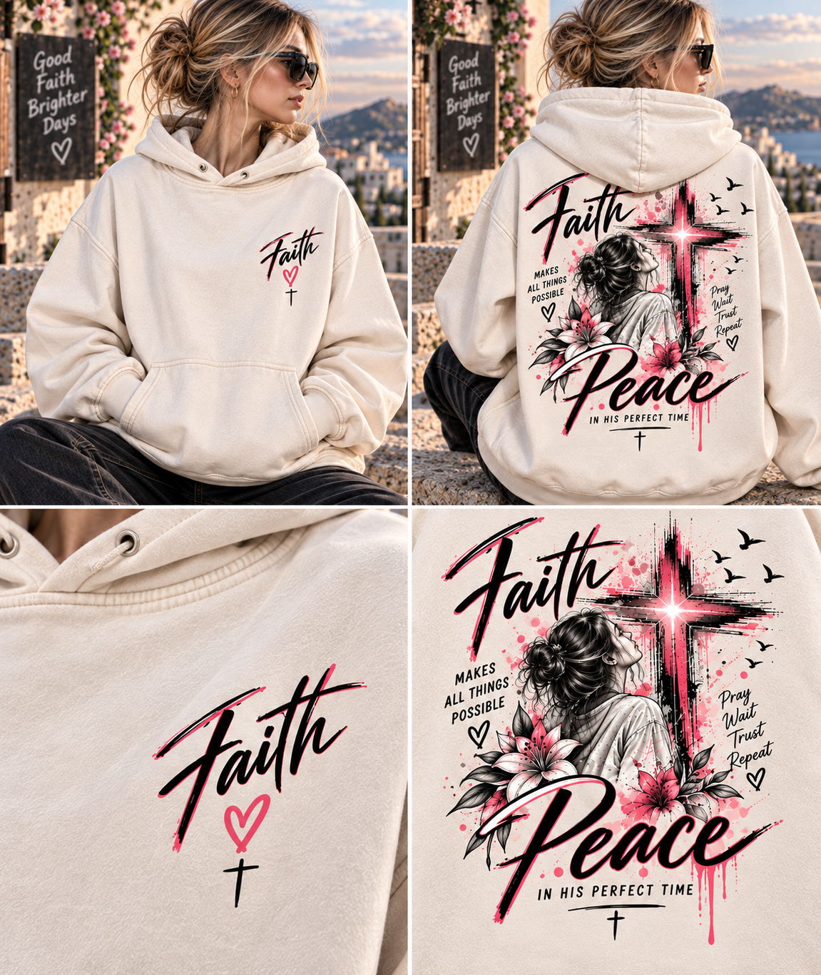 Faith & Peace Graphic Hoodie – Vintage Christian Style