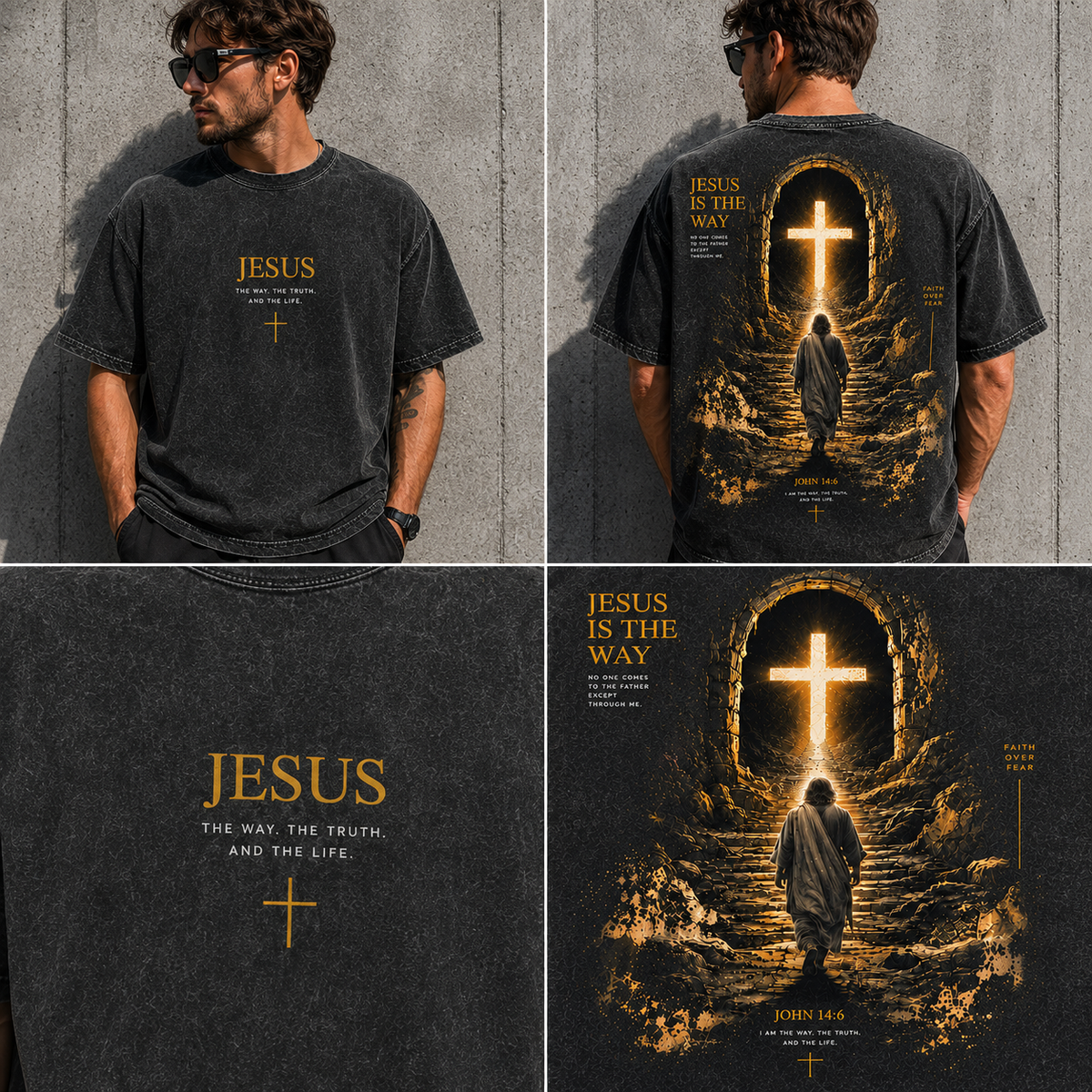 Jesus Is The Way – Vintage Washed Black Graphic Tee